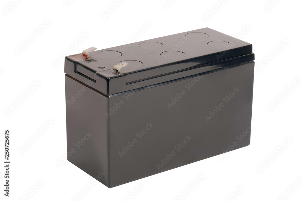 Rechargeable 12 volt UPS Battery on white background, isolated Rechargeable 12 volt UPS Battery on white background, isolated