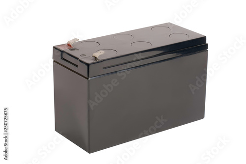 Rechargeable 12 volt UPS Battery on white background, isolated