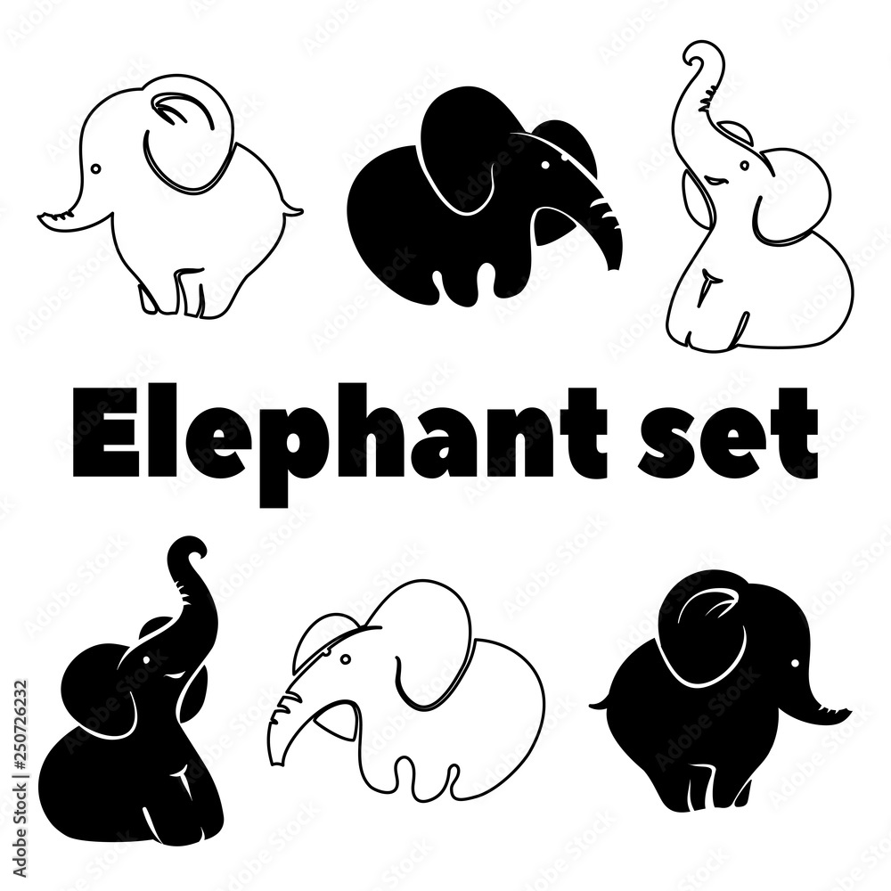 Elephant silhouette cartoon style vector illustration Stock Vector