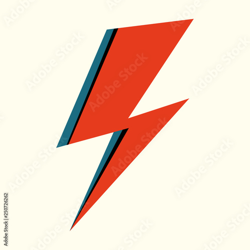 Red flash. Hand drawn vector illustration of isolated lightning for logo, poster, postcard, clothing print, flyer. Retro sign isolated red thunderbolt on light background.