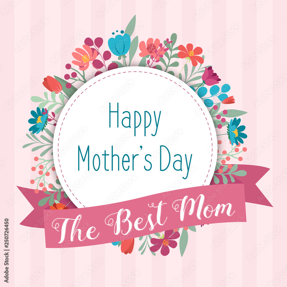 Obraz premium Mothers Day elegant invitation card template, Floral design background