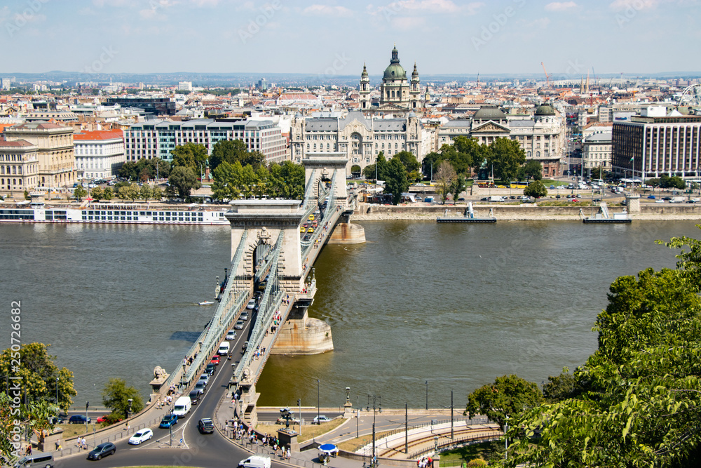 Panoramica sul Ponte delle Catene di Budapest, Ungheria