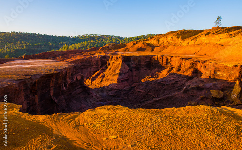 colored mountains and cliffs of Rio Tinto, Andalusia at sunrise