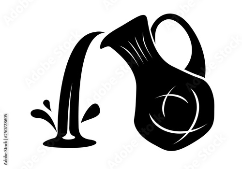 Jug pour out milk or water canister. Simple logo.