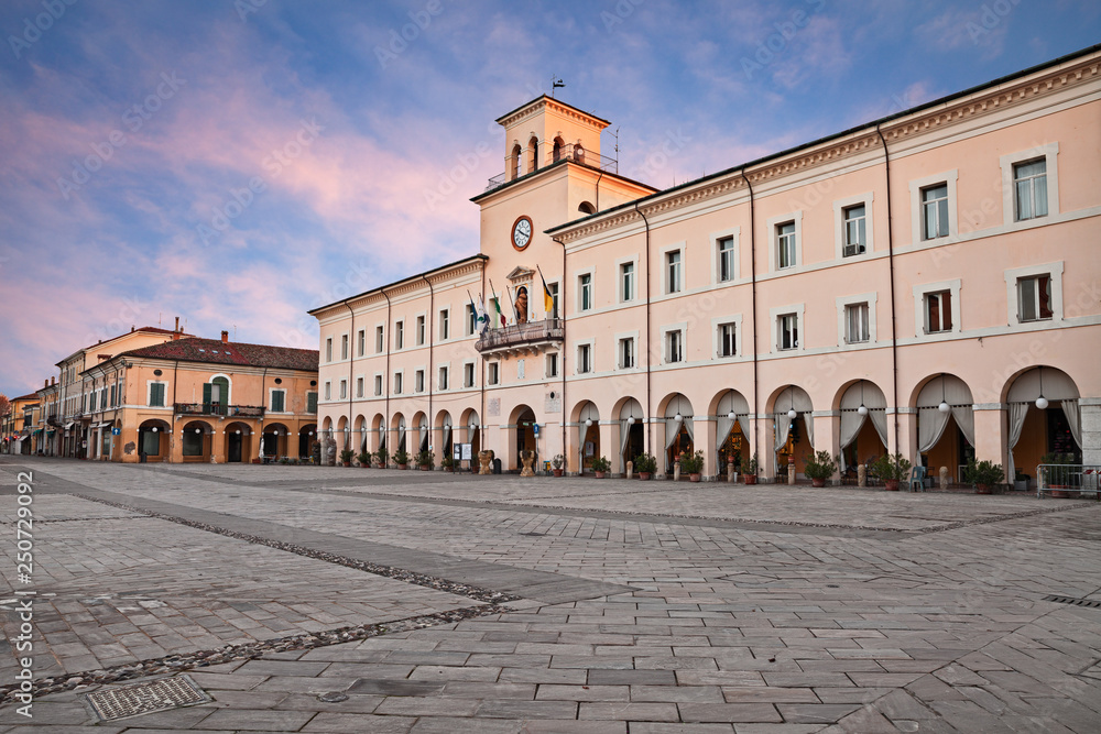 Cervia, Ravenna, Emilia-Romagna, Italy: the ancient city hall in the main square of the town on the Adriatic sea coast