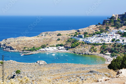 Lindos city castle located on Rhodes island in Greece