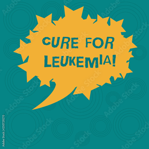 Conceptual hand writing showing Cure For Leukemia. Business photo showcasing transplantation high doses of chemotherapy or radiation Oval Color Speech Bubble with Stars as Outline Text Space