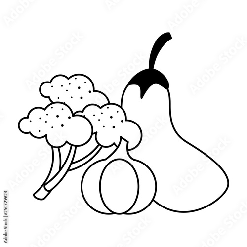Vegetables Healthy Food Black And White Stock Vector Adobe Stock