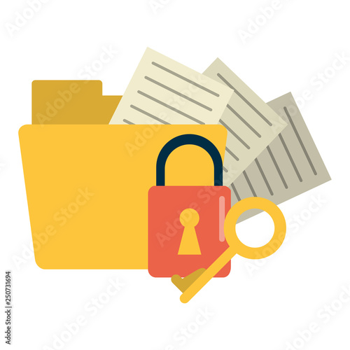 Folder with padlock and key