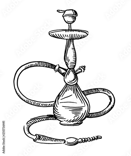 Vector Hand drawn sketch of hookah illustration on white background