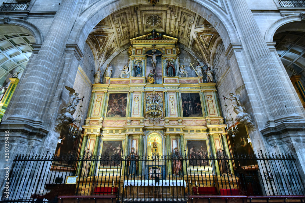 Details from the main altar of Jaen Cathedral, one of the Most Beautiful Cathedrals in Spain