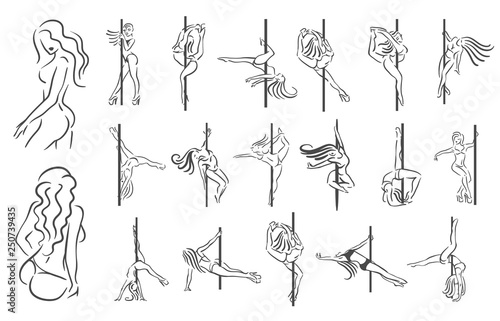Vector illustration concept of striptease girl. Icon on white background