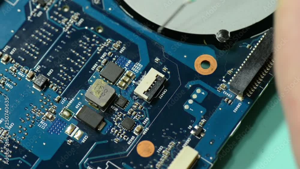 Repair computer circuit board soldering connector on the laptop