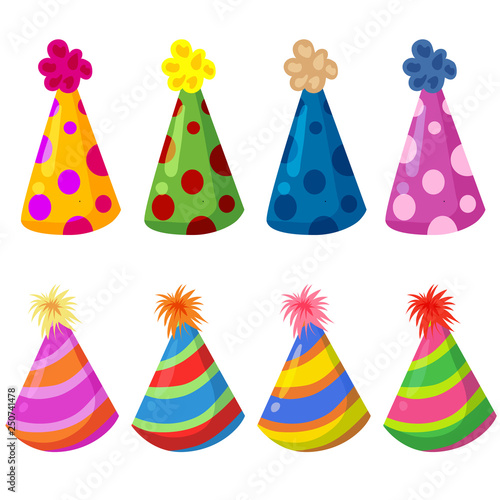 colorful birthday hat party element set © oncombuntung