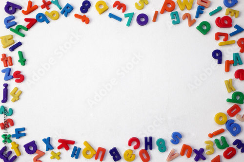 Colorful Alphabetical Letters and Numbers on a White Background photo