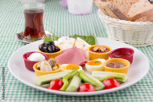 Turkish breakfast and tea - kahvalti tabagi