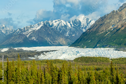 Panorama of Matanuska glacier and mountains along Alaskan highway 1, USA photo