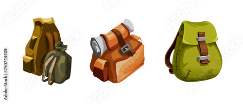 Vector set of tourists bags