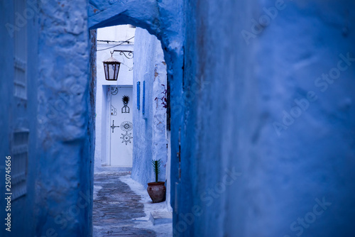 Hammamet Medina streets with blue walls. Tunis, north Africa.