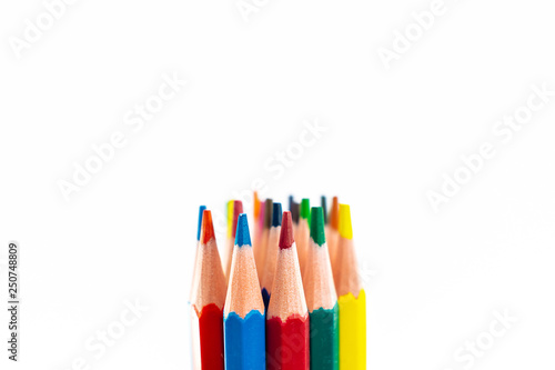 Color pencils isolated on white background. Close up