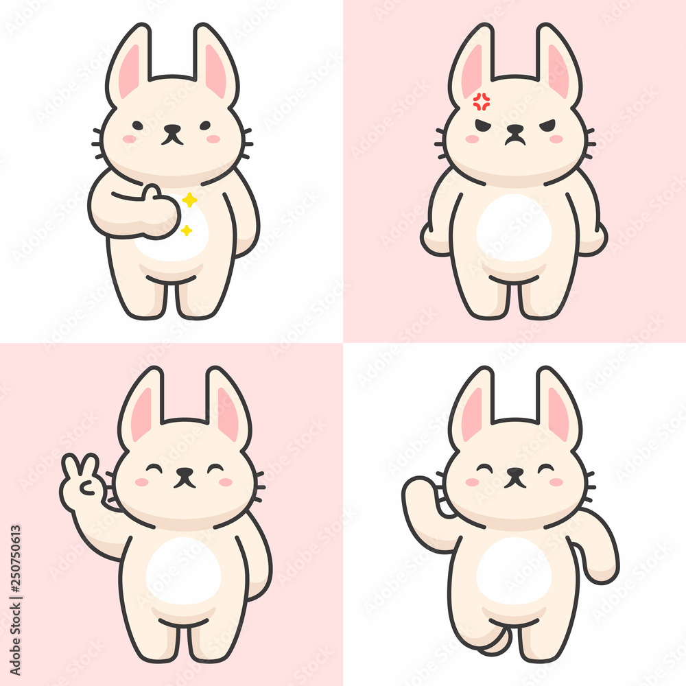 Vector set of cute rabbit characters Vector set of cute rabbit characters