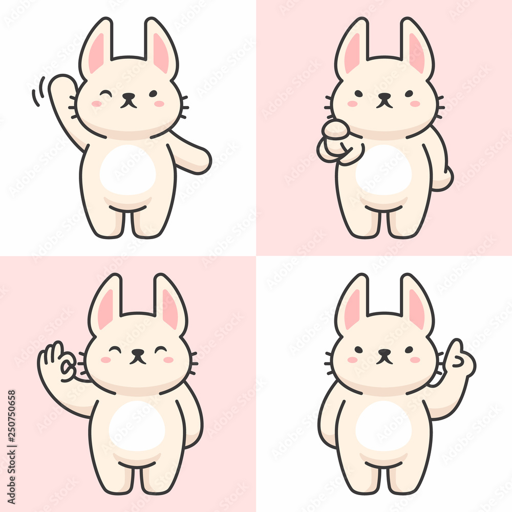 Vector set of cute rabbit characters
