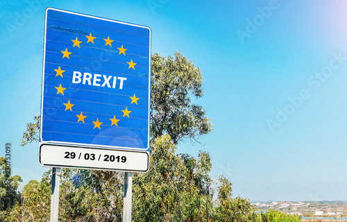 Following 2016 Referendum, UK is set to leave European Union on March 29, 2019 as part of Brexit, meaning Britain Exit - conceptual digital composite