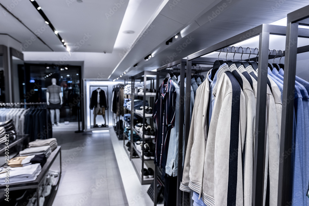 Men casual clothing shop. Men shop, men clothes in the shopping mall. Stock  Photo | Adobe Stock