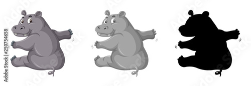Set of hippopotamus character
