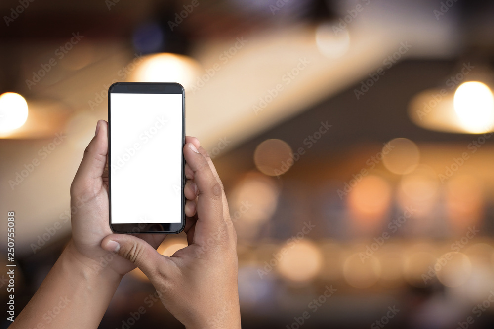 Man hand holding the black smartphone screen mockup Man hand holding the black smartphone screen mockup