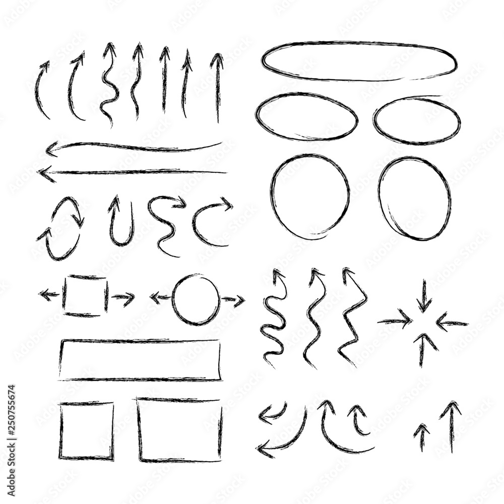 Hand drawn arrows, circles and design elements. Infographics doodles. Hand drawn arrows, circles and design elements. Infographics doodles.