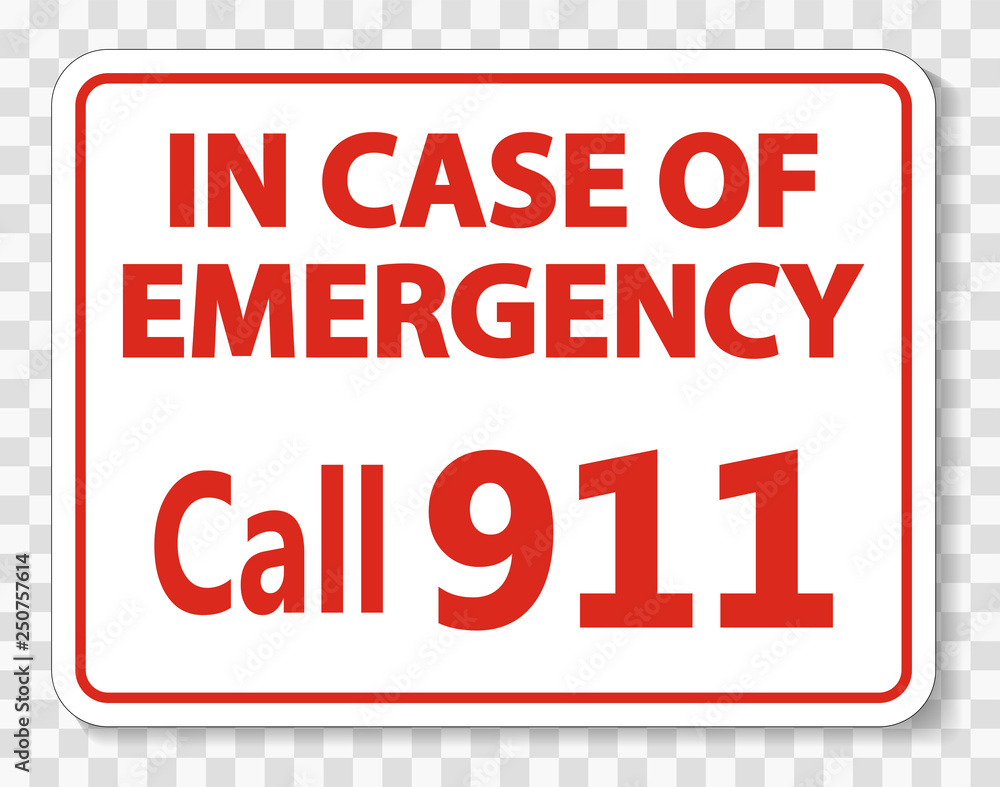 Call 911 Sign on transparent background