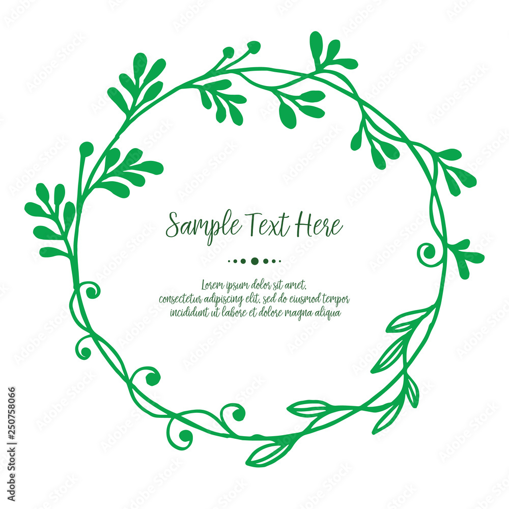Fototapeta premium Vector illustration your sample text here with frame flower white backdrop hand drawn