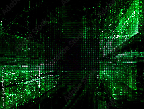 Green and black perspective technology background - vector illustration