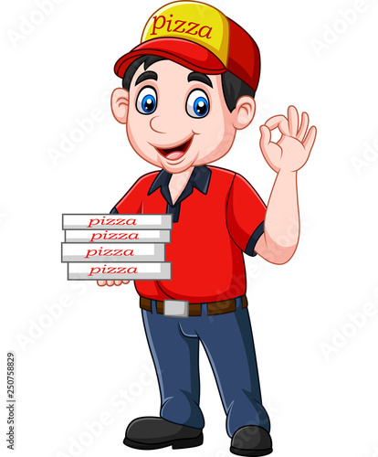 Pizza deliveryman showing ok sign