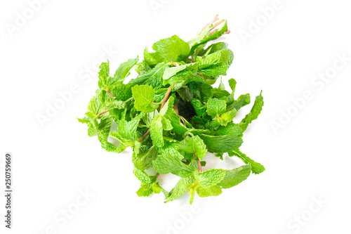 Fresh raw peppermint on white background
