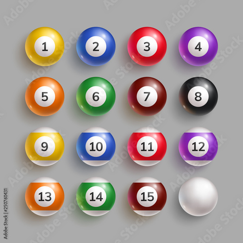 Colorful billiard balls with numbers