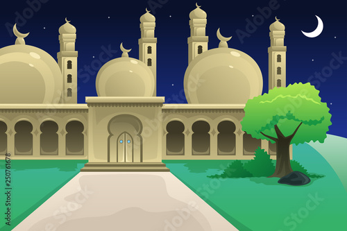 Islamic Mosque at Night Time