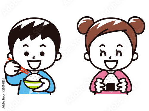 ご飯を食べる子供
