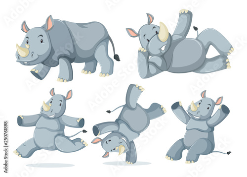 Set of cute rhinos
