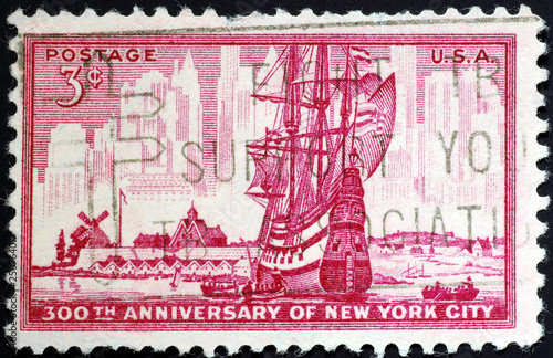 United States postage stamp commemorating the founding of New York City by the Dutch
