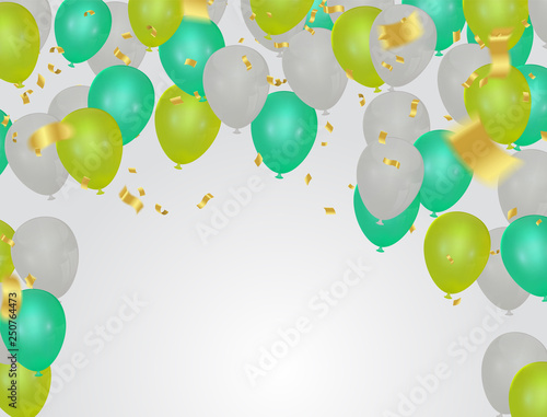 Green balloons on white background,Vector illustration