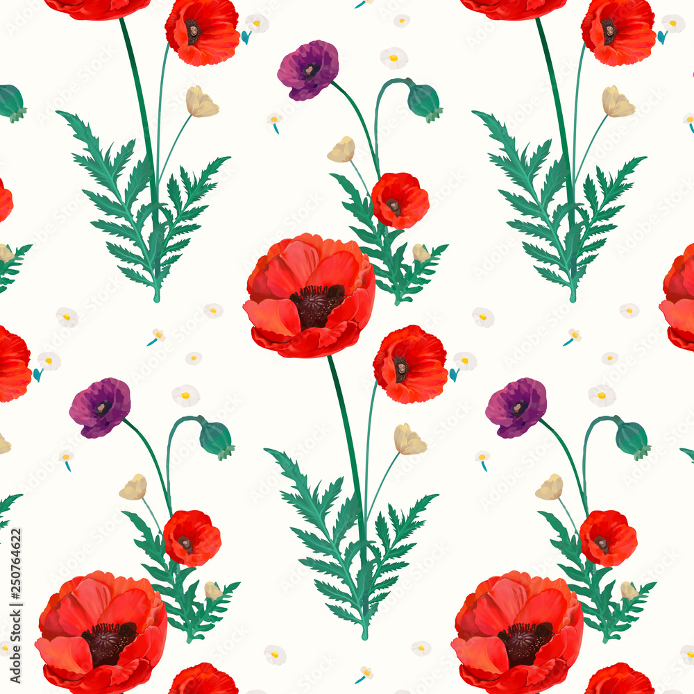 Poppy patterned wallpaper