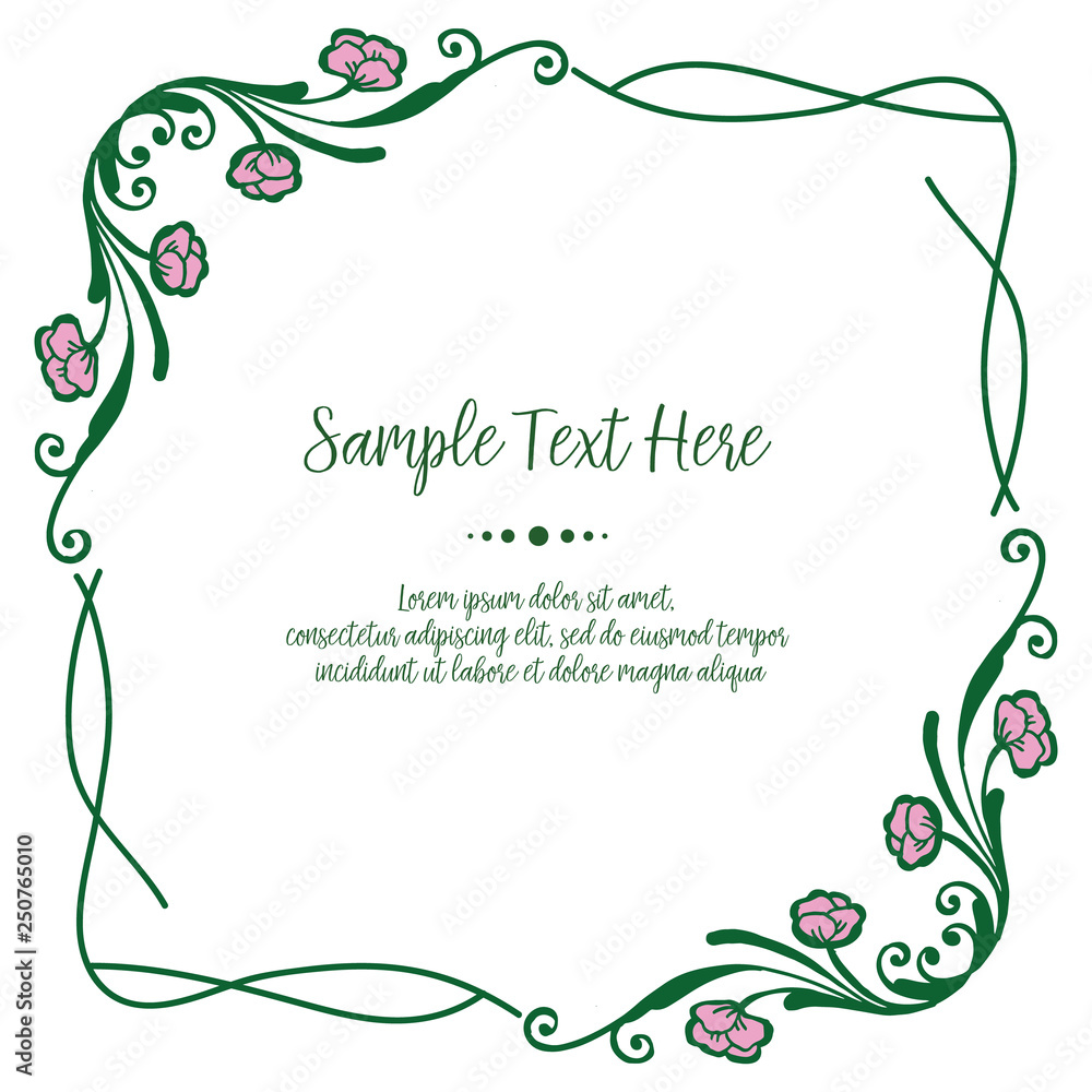 Vector illustration flower frame white backdrop with your sample text here hand drawn