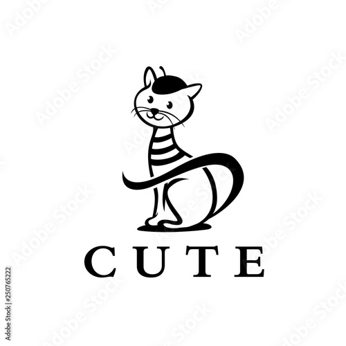Elegant cute cat from paris is perfect for any fashion business, apparel, or even petshop