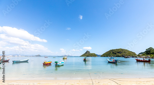 White sand beach in sunny day, The beautiful sea at Ranong Province, Thailand