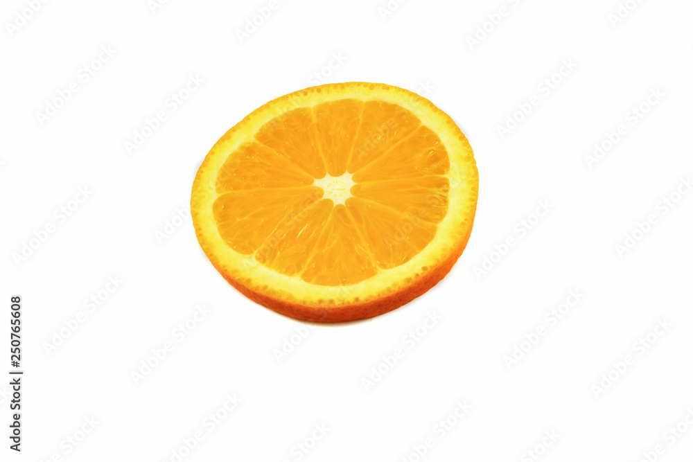 Orange fruit slice isolated on white background Orange fruit slice isolated on white background