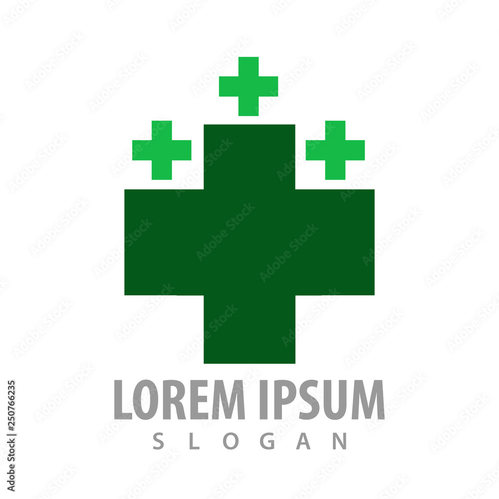 Obraz premium Green Cross logo concept design. Symbol graphic template element vector