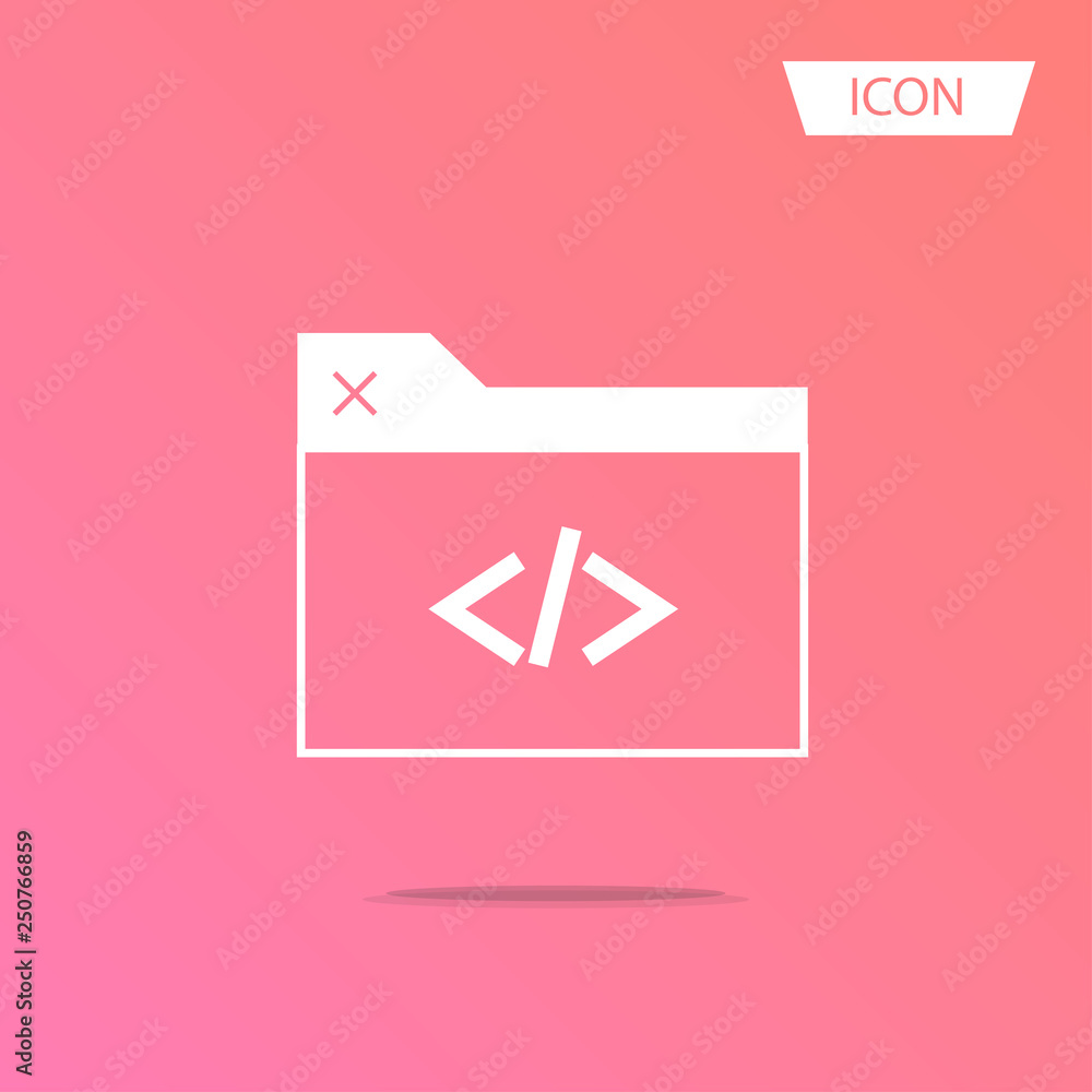 Code in browser icon vector isolated on white background. Code in browser icon vector isolated on white background.