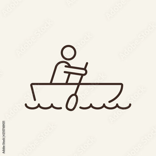 Rowing boat line icon